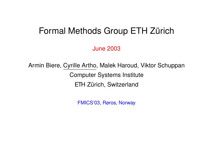 formal methods group eth z urich