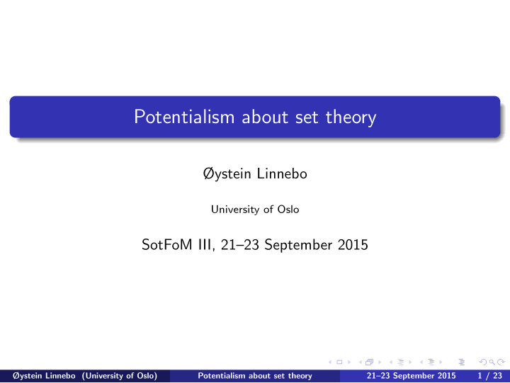 potentialism about set theory