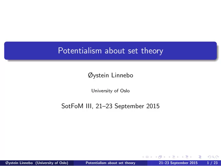 potentialism about set theory
