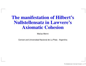 The manifestation of Hilberts  Nullstellensatz in Lawveres  Axiomatic Cohesion  Mat  as