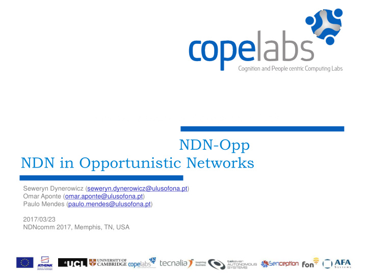 ndn opp ndn in opportunistic networks