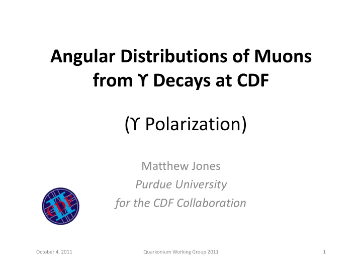 angular distributions of muons from decays at cdf