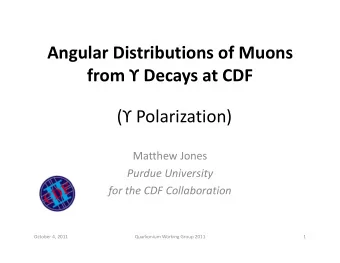 Angular Distributions of Muons  from  Decays at CDF  ( Polarization)  Matthew Jones  Purdue