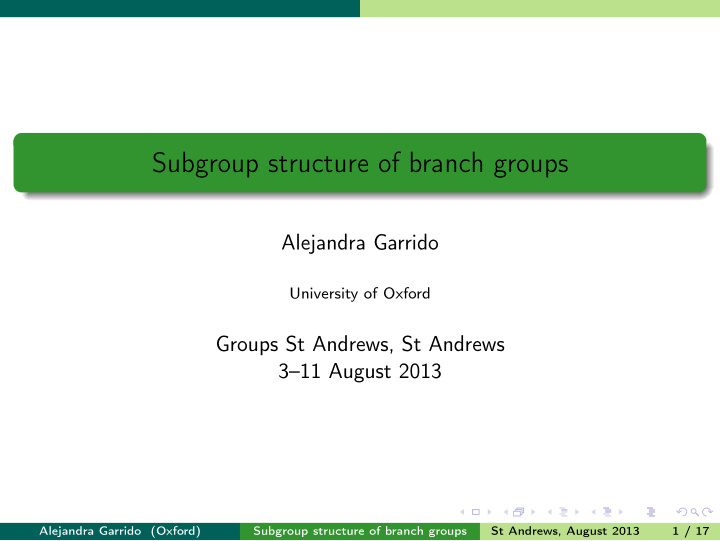 subgroup structure of branch groups