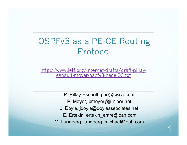 ospfv3 as a pe ce routing protocol