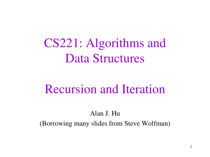 cs221 algorithms and data structures recursion and