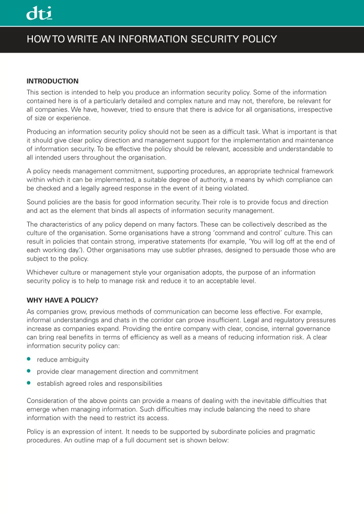 how to write an information security policy