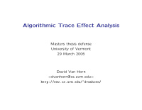 algorithmic trace effect analysis
