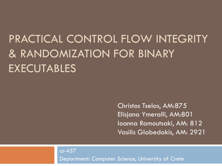 practical control flow integrity randomization for binary