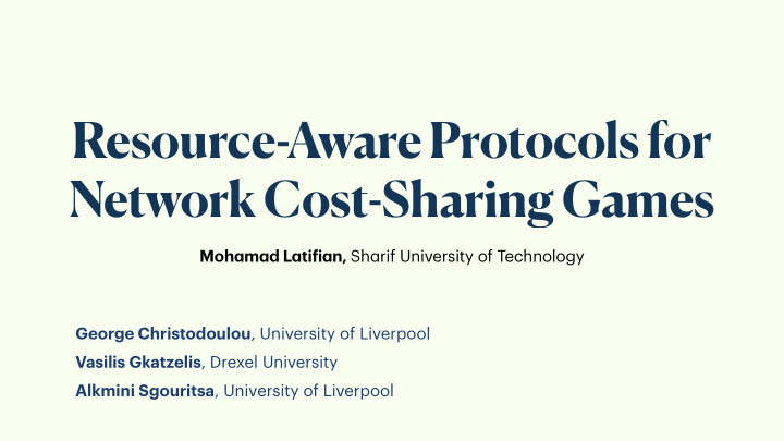 resource aware protocols for