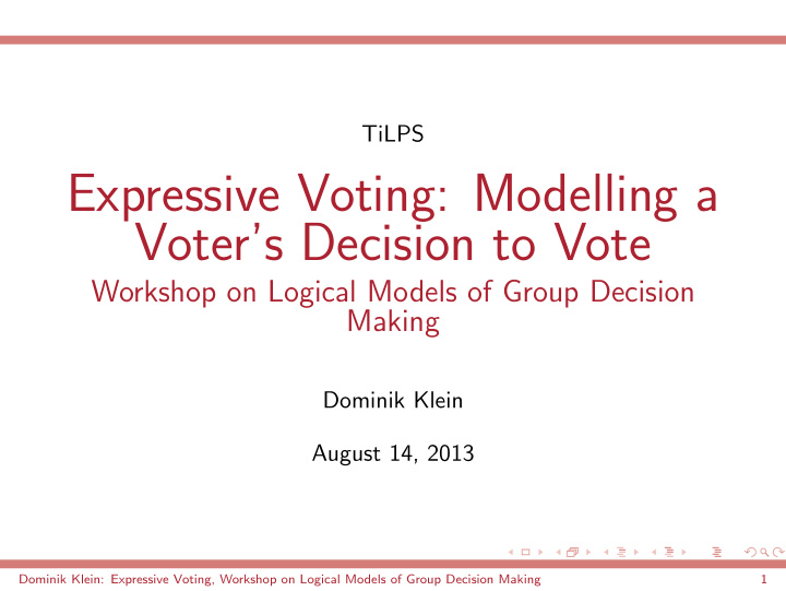expressive voting modelling a voter s decision to vote