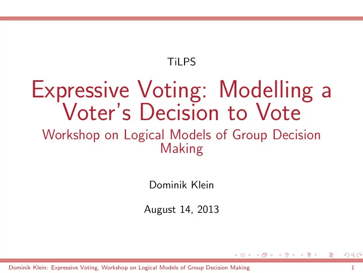 expressive voting modelling a voter s decision to vote