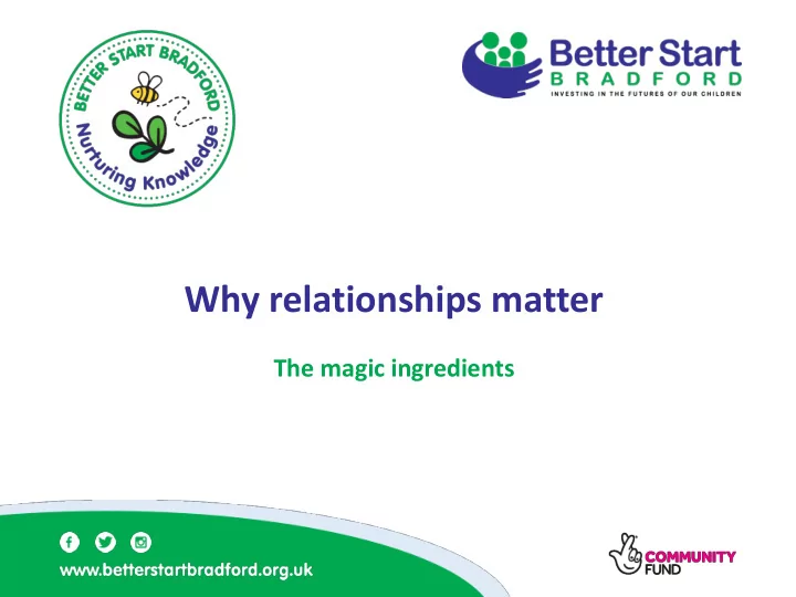 why relationships matter