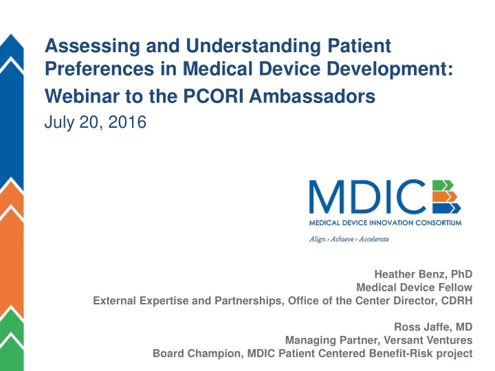 assessing and understanding patient preferences in