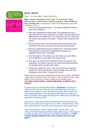 1 It  s one thing to not get everything perfect when you  re a youngster, but buying a Mother