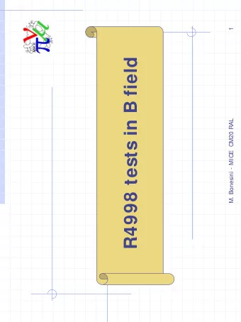 R4998 tests in B field  M. Bonesini - MICE  CM20 RAL  INFN Milano  M. Bonesini  Conventional PMTs