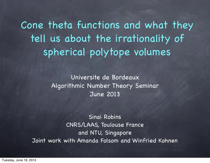 cone theta functions and what they tell us about the