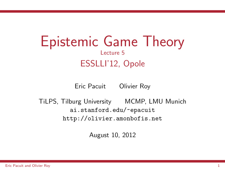 epistemic game theory