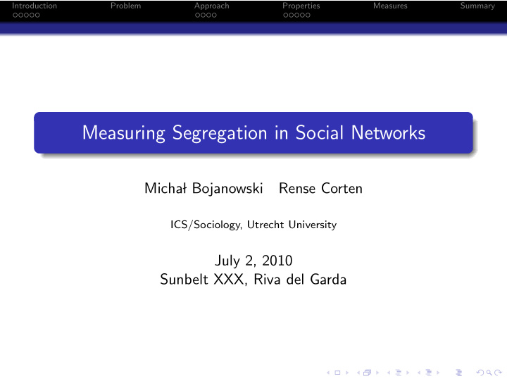 measuring segregation in social networks