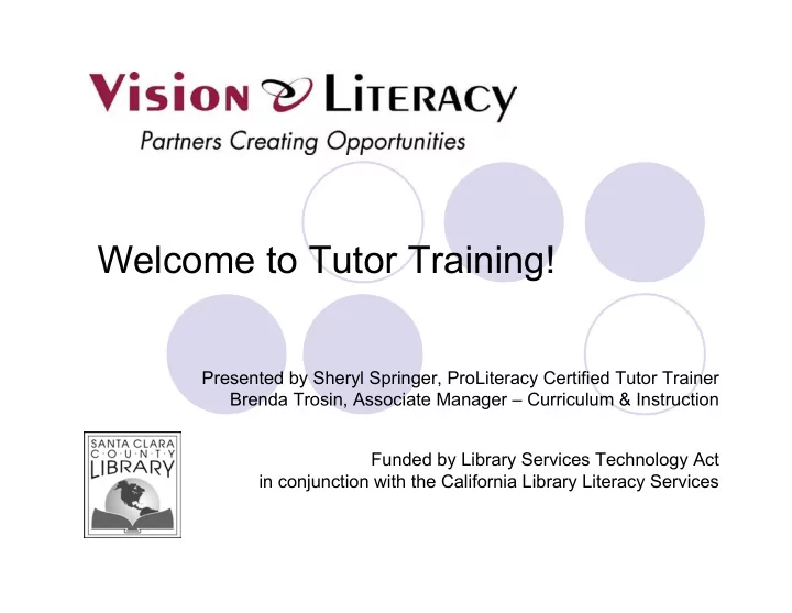 welcome to tutor training