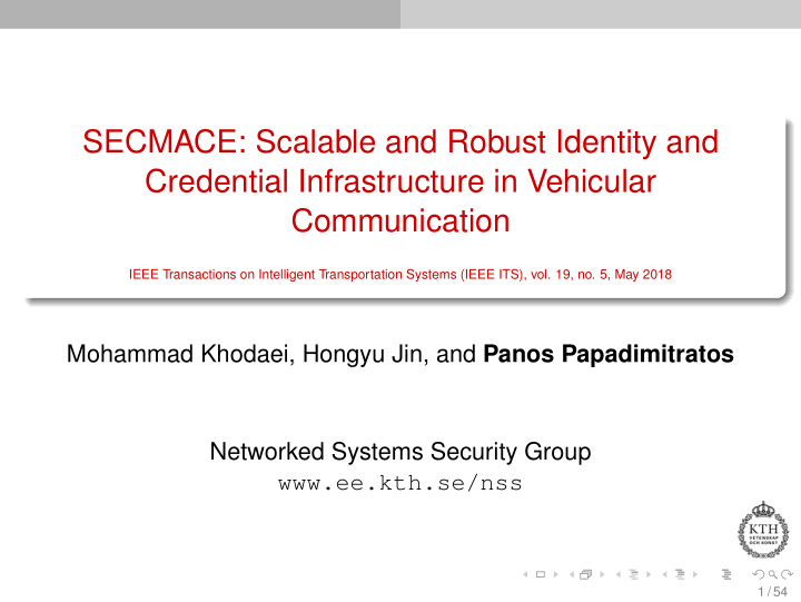 secmace scalable and robust identity and credential