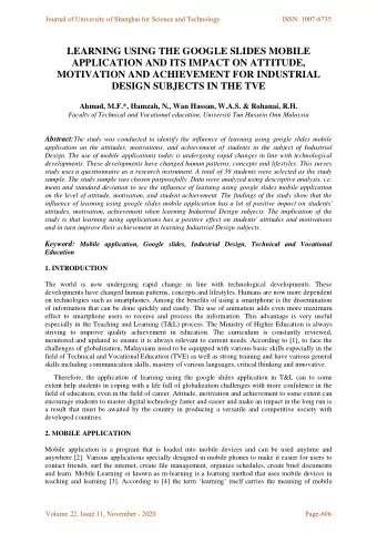 LEARNING USING THE GOOGLE SLIDES MOBILE  APPLICATION AND ITS IMPACT ON ATTITUDE,  MOTIVATION AND