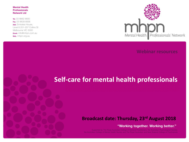 self care for mental health professionals