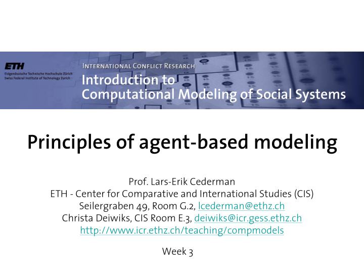 principles of agent based modeling