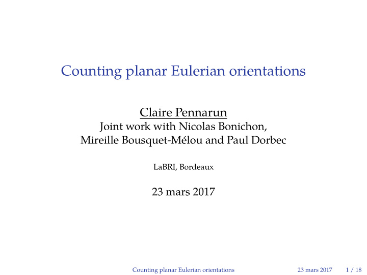 counting planar eulerian orientations