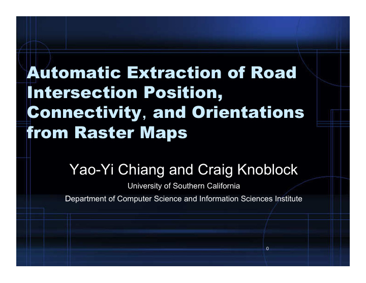 automatic extraction of road intersection position