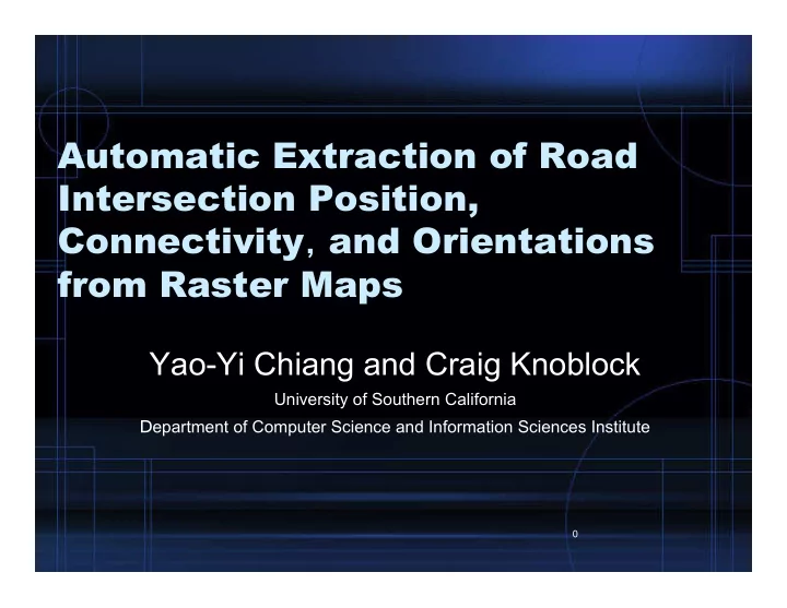 automatic extraction of road intersection position
