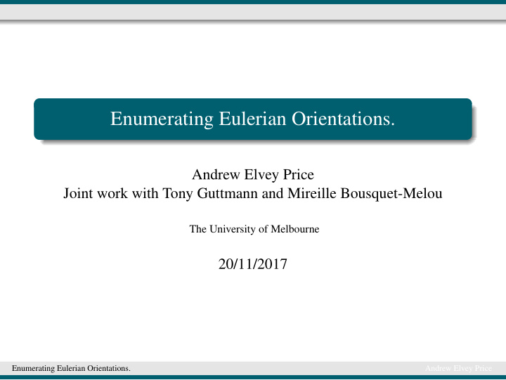 enumerating eulerian orientations