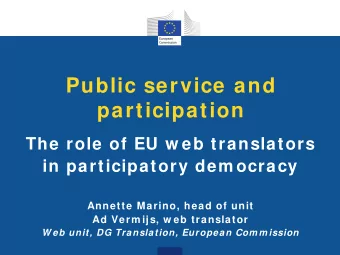 Public service and  participation  The role of EU w eb translators  in participatory dem ocracy