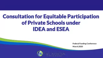 Consultation  Consultation for Equitable  for Equitable Participation  Participation  of Private