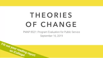 T H E O R I E S  O F  C H A N G E  PMAP 8521: Program Evaluation for Public Service  September 16,