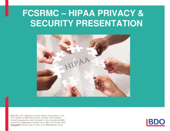 fcsrmc hipaa privacy amp security presentation