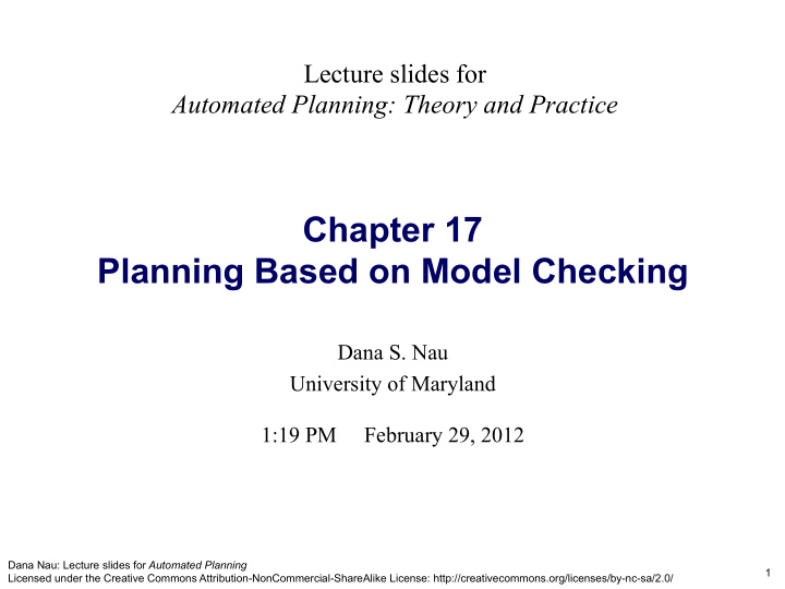 chapter 17 planning based on model checking