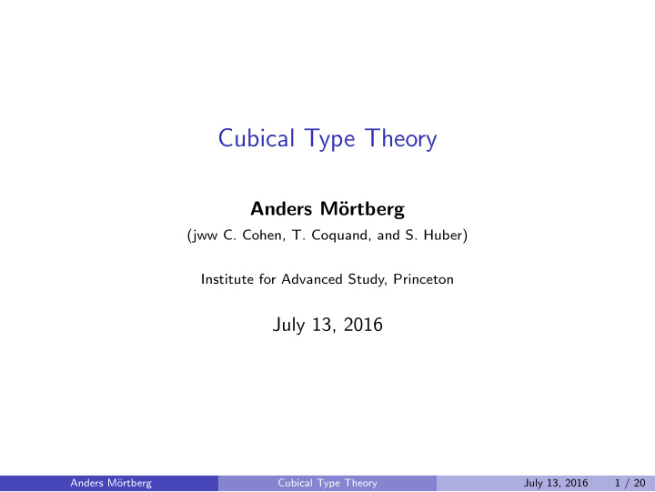 cubical type theory