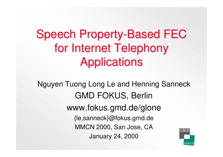 speech property based based fec fec speech property for