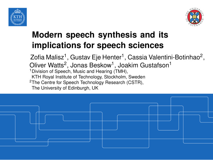 modern speech synthesis and its implications for speech