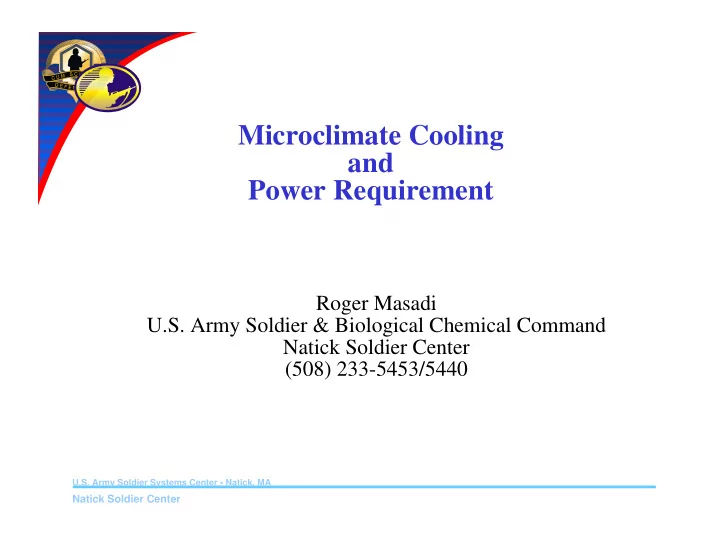 microclimate cooling and power requirement