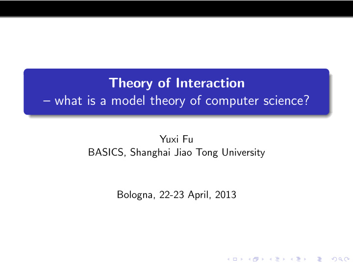 theory of interaction what is a model theory of computer
