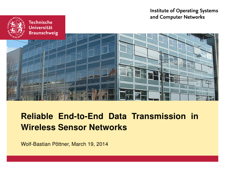 reliable end to end data transmission in wireless sensor
