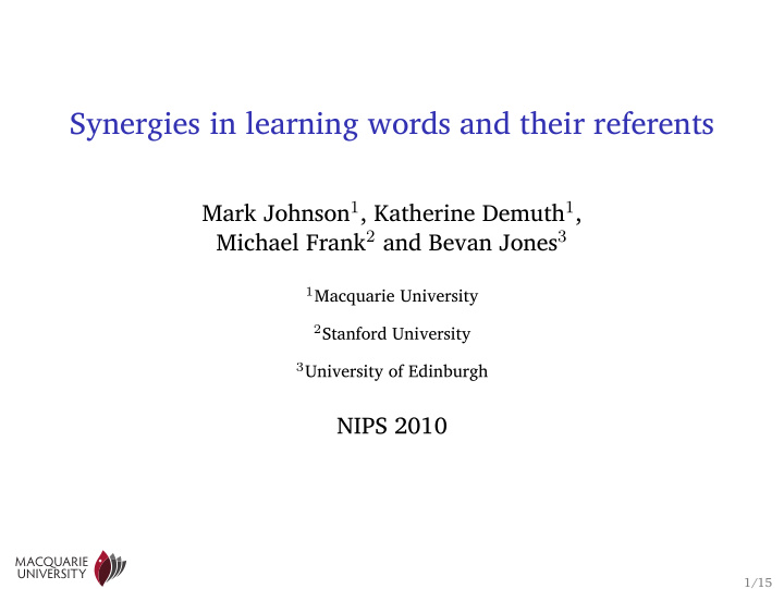 synergies in learning words and their referents