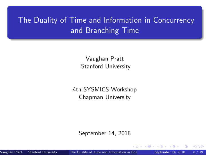 the duality of time and information in concurrency and