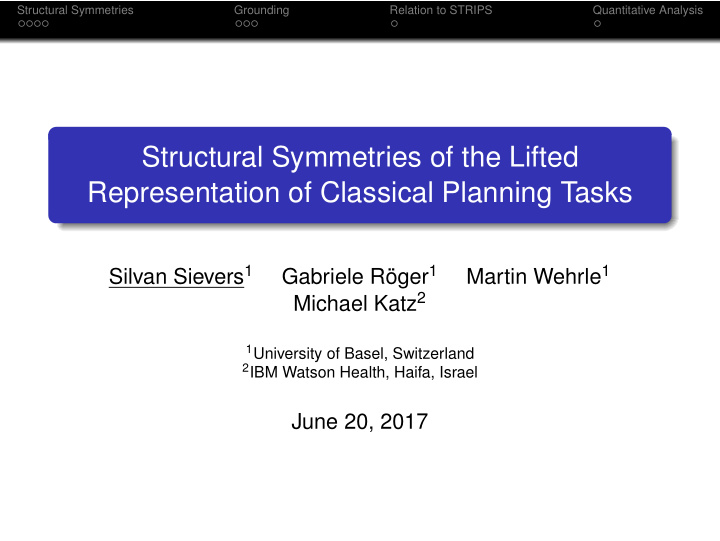 structural symmetries of the lifted representation of