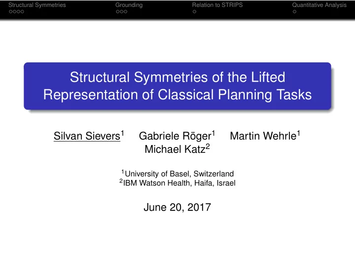 structural symmetries of the lifted representation of