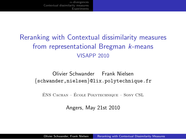 reranking with contextual dissimilarity measures from