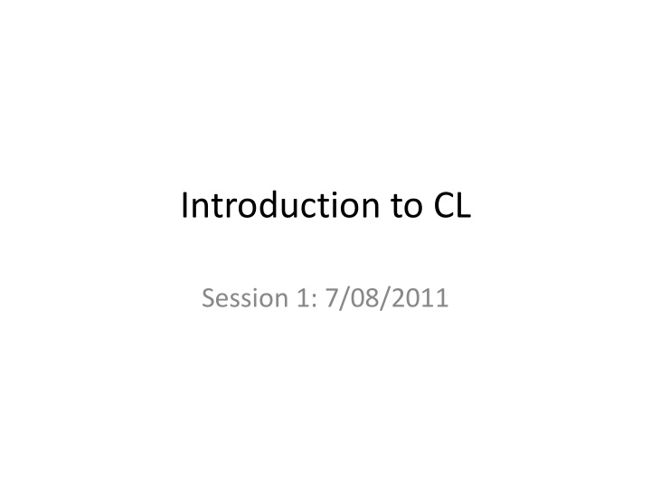 introduction to cl