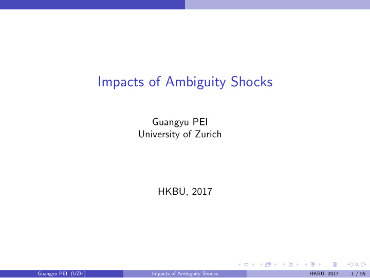 impacts of ambiguity shocks